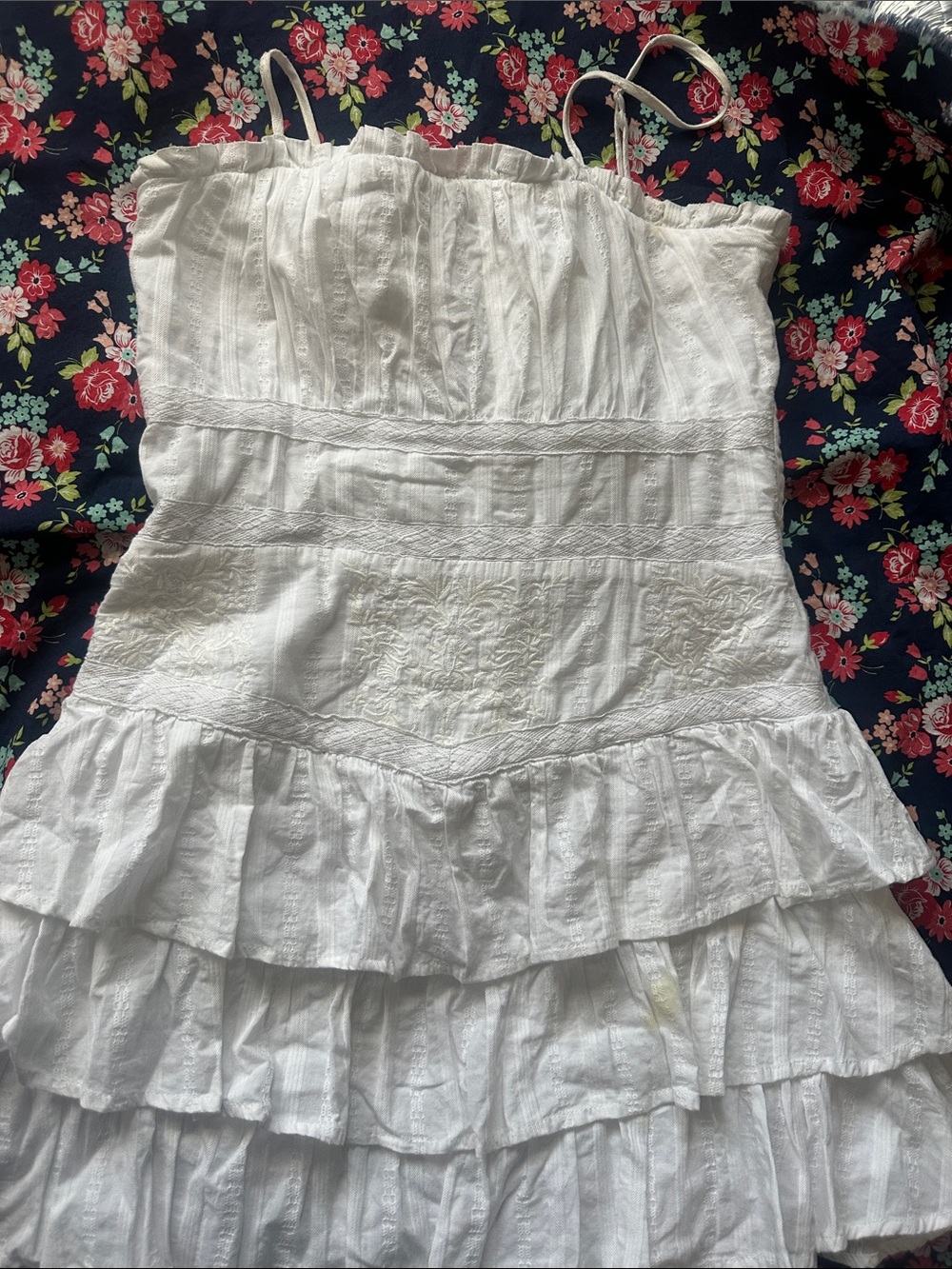 Altered States White Ruffled thin strapped  Sundress